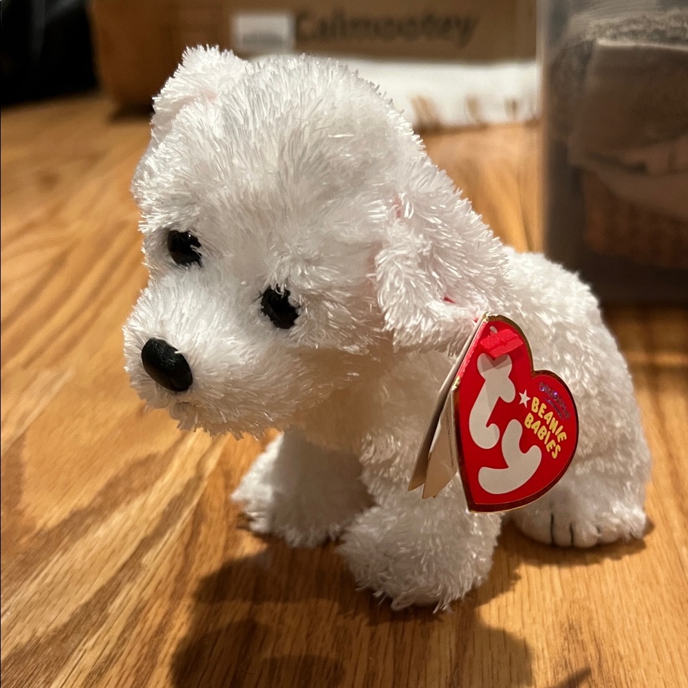 Ty Beanie Babies Fluffy White Dog Plush